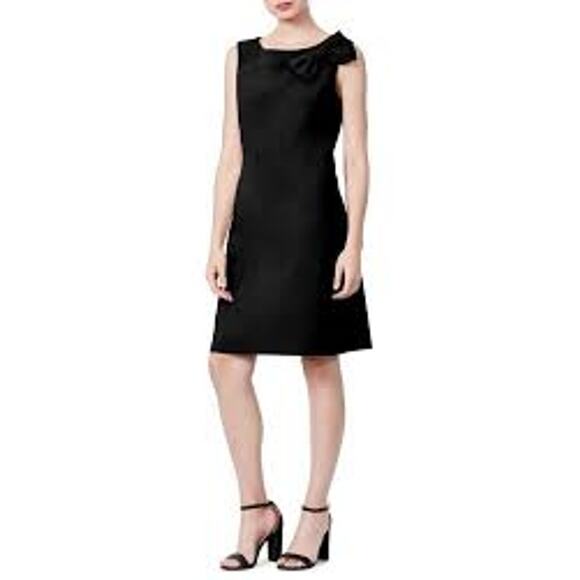 Betsey Johnson Dresses & Skirts - Betsey Johnson Black Scuba Crepe Midi Dress with Shoulder Bow Size 14